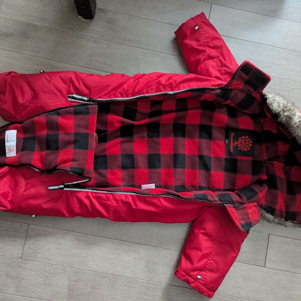 Red and Black Plaid  Snow Suit Baby 6-12 Month Canadiana